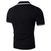 Herren Polos 2023 Männer Poloshirt Kurzarm Baumwolle Mode Streifendruck Homme Slim Fit Casual Tops Herren Schwarz Weiß Kontrastfarbe T-Shirt