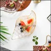 Bols Série Marine Assiette en verre transparent Ligne d'or Pétoncle Étoile de mer Dessert Snack Salade de fruits Bol Plats Ustensiles de cuisine Drop DHFKN