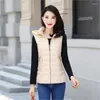 Women's Vests 2023 Female Slim Zipper Snow Wear Autumn Winter Women Hooded Waistcoat Short Casual Cotton Padded Sleeveless Vest Jacket