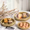 Plates Creative Simple Round Bamboo Fruit Tray Dessert Plate Bread Seed Dish Bun Cake Basket