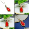 ペンダントネックレスGao Bing China Carnelian925Sier Inlaid Water Drop Petal Jade Necklaceクラビクルチェーンペンダント配達ジュエリーPendan Otndl