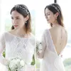 Kedjor Efila bakgrund Pearl Bridal Necklace For Wedding Dress Back Chain Long Crystal Backless Bride Jewelry Women Bridesmaidchains