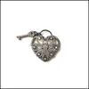 Charms 5st Heart Key Lock Charm för kvinnor armband som gör CZ -halsband hängande nyckelring diy handgjorda hantverksmycken tillbehör droppe d otvfb