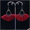 Dangle Chandelier Fashion Jewelry Vintage Bohemian Hand Woved Cotton Thread Tassel Acore Mollowed Drop Drop