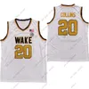 Jerseys de basquete Novo 2020 Wake Forest Demon Deacons Jersey de basquete NCAA College 20 John Collins White All Stitched and Bordery