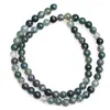 Perline da 2-14 mm arrotondata agate muschio per gioielli che producono braccialetti da 15 '' dono di binnastro fai-da-te