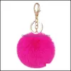 Andere kunst en ambachten 8 cm pluizige faux konijn fur ball sleutelhangers auto handtas school tas sleutelring schattige pompom keten sieraden acce otewx