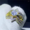 Cluster Rings 3 In 1 Gold Promise Ring Set 925 Sterling Silver Cz Engagement Wedding Band For Women Men Finger Party Jewelry Gift