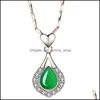 Pendant Necklaces Green Water Drop Necklace Ladies Sexy Clavicle Fashion Jewelry Friends Gift Party Chrysoprase Delivery Pendants Dh2E8