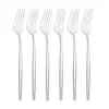 Dijksets Sets Zwart 6pcs/Set bestek Set Dessert Forks Roestvrij stalen cake -vork Salade servies Keuken Flatware Zilverwerk