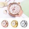 Orologi da polso Quadrante in oro rosa Orologio analogico al quarzo Acciaio creativo Anello da dito elastico fresco Donna Uomo Relogio unisex per compleanni