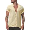 Camicie casual da uomo 2023 Camicetta da uomo Camicia di lino in cotone Leggera Maglietta ampia T-shirt a maniche corte Summer Handsome