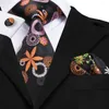 Bow Ties SN-1676 Hi-Tie Floral Pattern Mens Neck slips 8,5 cm handgjorda siden Jacquard Woven Svart handduk manschettknappar set till försäljning