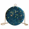 Evening Bags Fashion Round Starry Sky Suede Shoulder Bag Women Designer Chain Crossbody Messenger Female Ladies Small Circle Purses 2023
