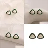 Stud Fashion Jewelry S925 Sier Post Geometric Green Triangle oorbellen voor vrouwen Niche Design Drop Delivery DHGD1