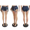 Pantalones cortos para mujer Mujeres Diamantes Borla Jeans Cinta casual Cintura alta Denim desgastado 2023 Traje de verano Pantalones de entrenamiento de calle