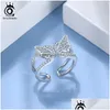 Cluster Rings Orsa Jewels 925 Sterling Sier Dazzling Cz Butterfly Ring Open Finger For Women Fashion Jewelry Gift Sr254 Drop Delivery Dh9Xu