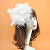 Headpieces White Brud Feather Hair Accessories Stage Performance Head Flowle Tulle Edge Chuck Mesh Hairpin