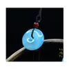 Charms Natural Blue Chalcecedony Safety Fivele Gate Pingente Pingente Colar Mens e Mulheres Jade Pingnderss Drop Delivery Jóias OTI0V