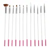 Nail Art Kits 12pcs UV Gel Acrylic Brush Set Builder Painting Pen Design Liquid Powder Drawing Carving Tool Manicur