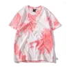 Men's T Shirts Summer Gradient Short Sleeve Man Hipster Trend Cotton Tie-Dye Color Loose Casual Streetwear Male Tops Tees Individual Design