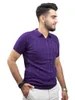 メンズTシャツクレモダパープルカラー薄いストライプポロカラーニットウェアユニセックスTシャツ