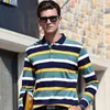 Men's Polos Business Shirt Men Polo Striped Autumn Winter Long Sleeve Cotton Camiseta