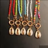 Hangende kettingen mode creatieve shell ketting dames boho retro zomer gotische kralen hand schroefdraad colorf touw rijst drop levering dhqoc