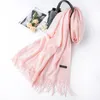 Foulards femmes couleur unie écharpe gland cachemire doux épais chaud enveloppes châle femme automne hiver dame étudiants grand luxe