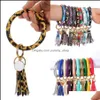 Party Favor FedEx Pu Leather Armband Keychain Sunflower Leopard Wristlet Key Ring Tassel Bangle Pendant Drop Delivery Home Garden F Dhhyz