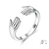 Pierścienie klastra Uścisk Ręcznie regulowany 925 Pierścień dla kobiet S925 Sterling Sier Trzymaj swoje duże ciepło i kochanek Prezent Fine Jewelry 2021 Drop dhfiz