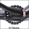 Beaded Strands 8mm Red Weathered Agate Stone Pärled Strand Armband Lava Round Pärlor Armband Healing Energy Yoga för män Kvinnor Yu Dhnmz