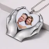 Sublimation Heart With Hand Necklaces Pendants Decorations Blanks DIY Car Heat Press Rearview Mirror Decoration Hanging Charm Ornaments FY5474 ss0116