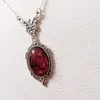 Pendentif Colliers Gothique Sang Rouge Quartz Charme Collier Ovale Pour Femmes Halloween Vampire En Relief Sorcière Bijoux Vintage Sautoirs