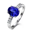 Pierścienie klastrowe pierścień 925 SIER JEINDY OWAL SAPPHIRE CYRKON CIRGON Otwarty palec dla kobiet przyjęcie weselne Ornamenty Hurtowe Dr Dhaqb