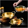 Other Dinnerware Stainless Steel Seafood Rice Pot Home Cooking Paella Pan Picnic Snack Plates Cookware Saucepan Dry Pots With Handle Dhlxu