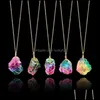 Naszyjniki wisiorek 1PC Rainbow Stone Naszyjnik Moda Crystal czakra skalna złota kolor łańcuchowy kwarc dla kobiet Diftspendant Drop dostarczenie dhobu