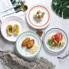 Plates Modern Ceramic Plate Hand Painted Lines Are Tabletop Fruit Salad European Wedding Centre Cake Pan Kitchen Accessories