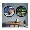 Cadres 7/12 pouces Tenture murale en mouvement Peinture de sable Art Image Verre rond Paysage de sable de mer profonde en mouvement Cadre fluide Drop Livraison H Dhjqt