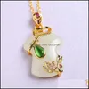 Pendanthalsband S925Sier Inlay Hetian Jade Cheongsam Fashion Gold inlaid med flaggvinnande CLAVICLE -kedja Gift Live Drop Delivery OTSV1