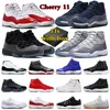 Com caixa de cereja 11 sapatos de basquete 11s homens tênis da meia -noite Violet Pure Violet Cool Grey Cap e vestido Gym Gym Red Jumpman 11 Athletic Trainerts Sports