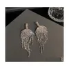 Dangle Chandelier Fashion Jewelry S925 Sier Post Leaf Shape Earrings Exaggerated Women Fl Diamond Tassels Dinner Stud Drop Delivery Dhnum