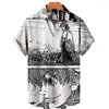 Camisas casuais masculinas 3D impressionantes Manga japoneses impressos personalizados camisa de rua masculina personalizada Moda de tamanho grande