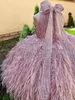 Fille robes Yipeisha plume fleur robe O cou sans manches robe de bal fête d'anniversaire pour les filles enfant première Communion