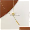 Pendant Necklaces Trendy Stainless Steel Gold Sier Rose Necklace For Women Charm Square Interlocking Long Clavicle Chainpendant Drop Otfyl