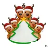 クリスマスの装飾ブランクス樹脂ソフトPVCエルクファミリーペンダント18ヘッドクリスマス装飾品の名前と祝福のせいでドロップdedhpdc