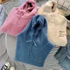 Hoodies للنساء من النوع الثقيل Kawaii Lamb Wool Women Womenshirt Shirt Winter Pullover Solid Color Letter