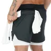 Pantalones cortos para correr Camo Jogging Men 2 en 1 de dos pisos transpirable GYM Sport Fitness Workout Sports Short PantRunning