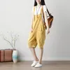 Kobiety Jumpsuits Rompers Women Vintage Linen Krótkie letnie rękawe solidne zabawy