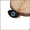 Pendentif Colliers Simple Evil Eye Collier Femmes Résine À La Main Clavicel Chaînes Pour Femme Noël Imitation Pierre Naturelle Goutte De Dhpby